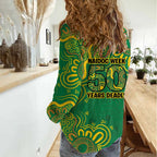 First Nations Darts NAIDOC 2026 Women Casual Shirt Aboriginal Dot Art Dartboard Green