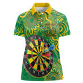 First Nations Darts NAIDOC 2026 Women Polo Shirt Aboriginal Dot Art Dartboard Green