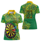 First Nations Darts NAIDOC 2026 Women Polo Shirt Aboriginal Dot Art Dartboard Green