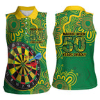 First Nations Darts NAIDOC 2026 Women Sleeveless Polo Shirt Aboriginal Dot Art Dartboard Green