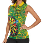 First Nations Darts NAIDOC 2026 Women Sleeveless Polo Shirt Aboriginal Dot Art Dartboard Green
