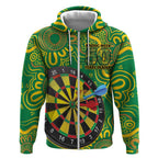 First Nations Darts NAIDOC 2026 Zip Hoodie Aboriginal Dot Art Dartboard Green