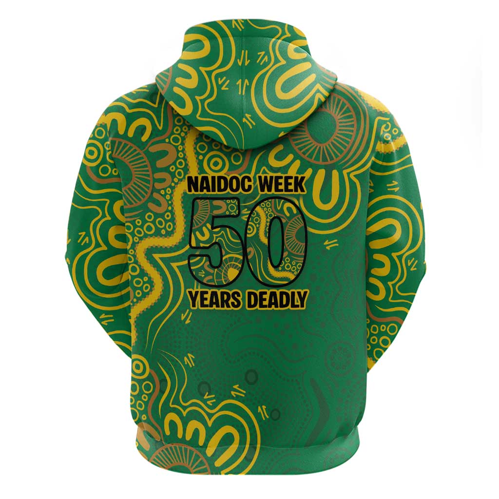 First Nations Darts NAIDOC 2026 Zip Hoodie Aboriginal Dot Art Dartboard Green