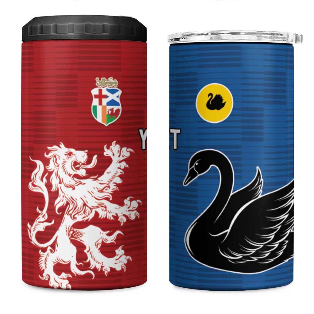 Custom British Lions Western Force 4 in 1 Can Cooler Tumbler Unique Style - Aussie Hoodie