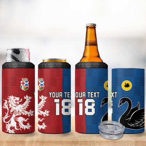 Custom British Lions Western Force 4 in 1 Can Cooler Tumbler Unique Style - Aussie Hoodie