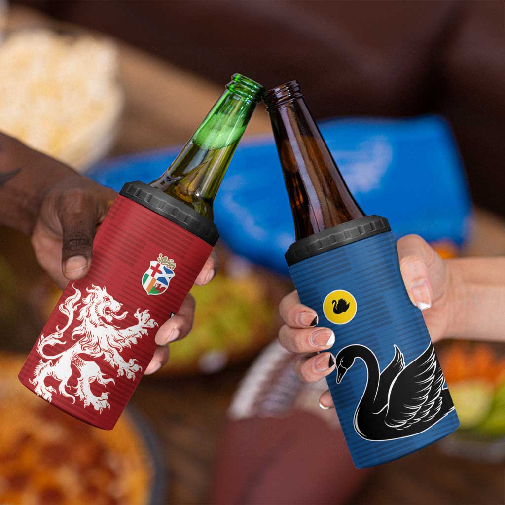 Custom British Lions Western Force 4 in 1 Can Cooler Tumbler Unique Style - Aussie Hoodie