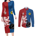 Custom British Lions Western Force Couples Matching Long Sleeve Bodycon Dress and Long Sleeve Button Shirt Unique Style - Aussie Hoodie