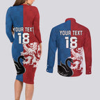 Custom British Lions Western Force Couples Matching Long Sleeve Bodycon Dress and Long Sleeve Button Shirt Unique Style - Aussie Hoodie