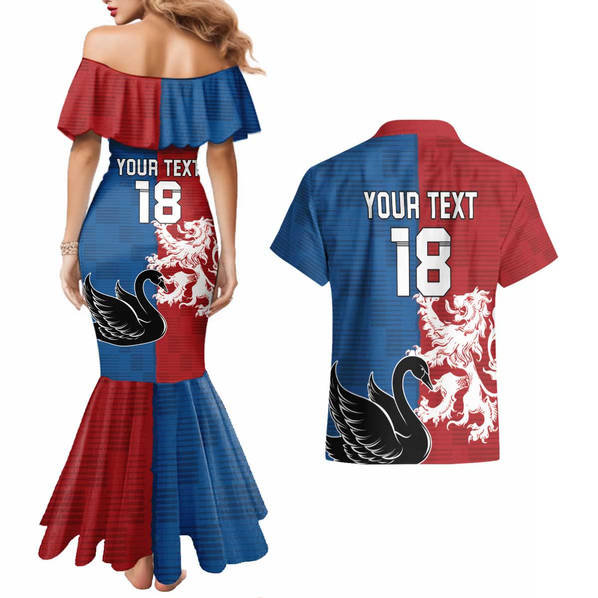Custom British Lions Western Force Couples Matching Mermaid Dress and Hawaiian Shirt Unique Style - Aussie Hoodie