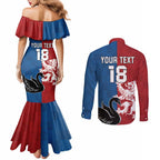 Custom British Lions Western Force Couples Matching Mermaid Dress and Long Sleeve Button Shirt Unique Style - Aussie Hoodie