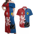Custom British Lions Western Force Couples Matching Off Shoulder Maxi Dress and Hawaiian Shirt Unique Style - Aussie Hoodie