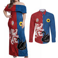 Custom British Lions Western Force Couples Matching Off Shoulder Maxi Dress and Long Sleeve Button Shirt Unique Style - Aussie Hoodie