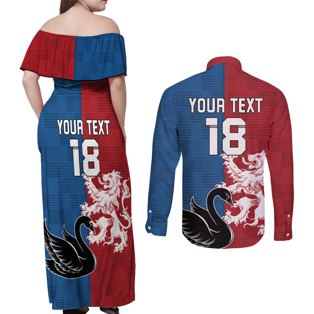Custom British Lions Western Force Couples Matching Off Shoulder Maxi Dress and Long Sleeve Button Shirt Unique Style - Aussie Hoodie
