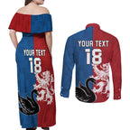 Custom British Lions Western Force Couples Matching Off Shoulder Maxi Dress and Long Sleeve Button Shirt Unique Style - Aussie Hoodie