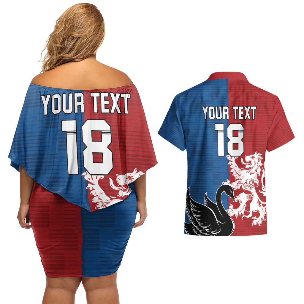 Custom British Lions Western Force Couples Matching Off Shoulder Short Dress and Hawaiian Shirt Unique Style - Aussie Hoodie