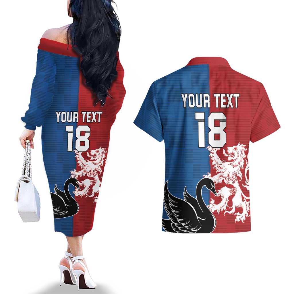 Custom British Lions Western Force Couples Matching Off The Shoulder Long Sleeve Dress and Hawaiian Shirt Unique Style - Aussie Hoodie