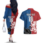 Custom British Lions Western Force Couples Matching Off The Shoulder Long Sleeve Dress and Hawaiian Shirt Unique Style - Aussie Hoodie