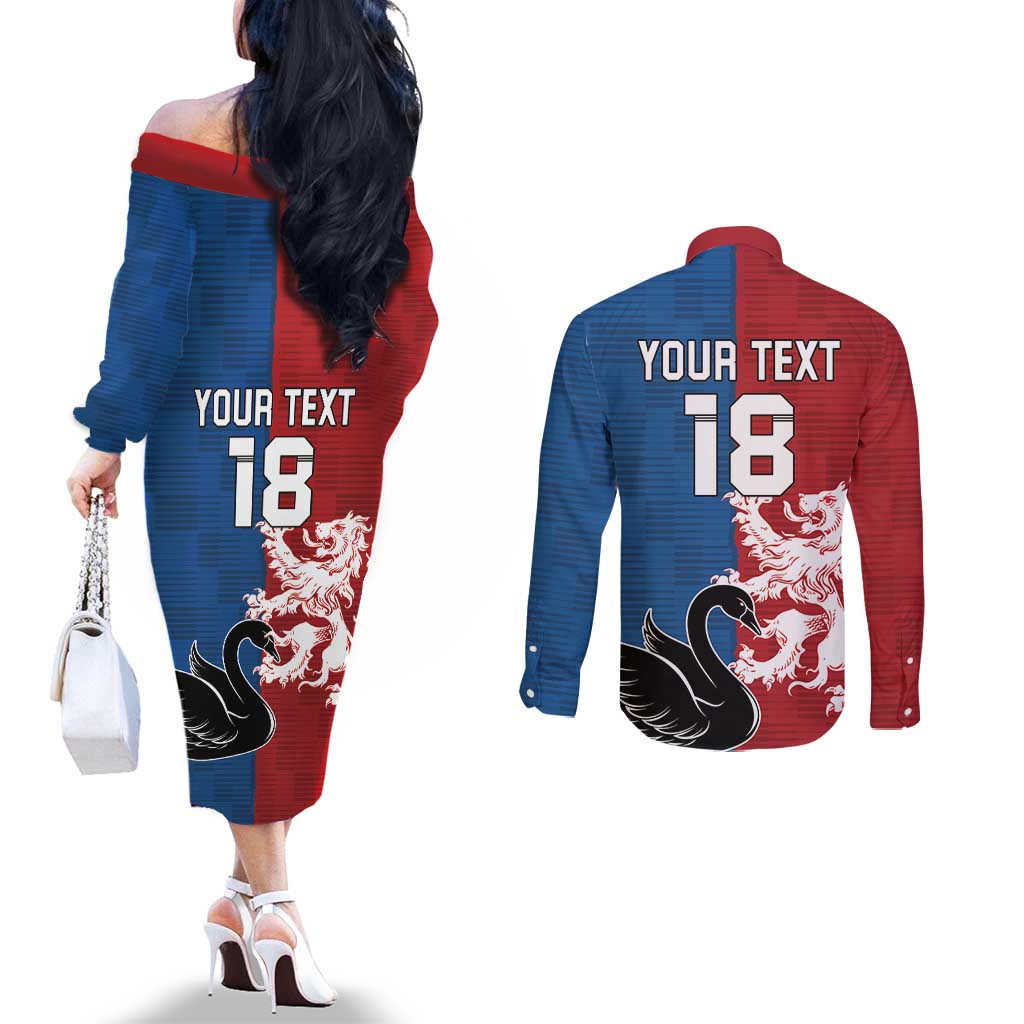 Custom British Lions Western Force Couples Matching Off The Shoulder Long Sleeve Dress and Long Sleeve Button Shirt Unique Style - Aussie Hoodie