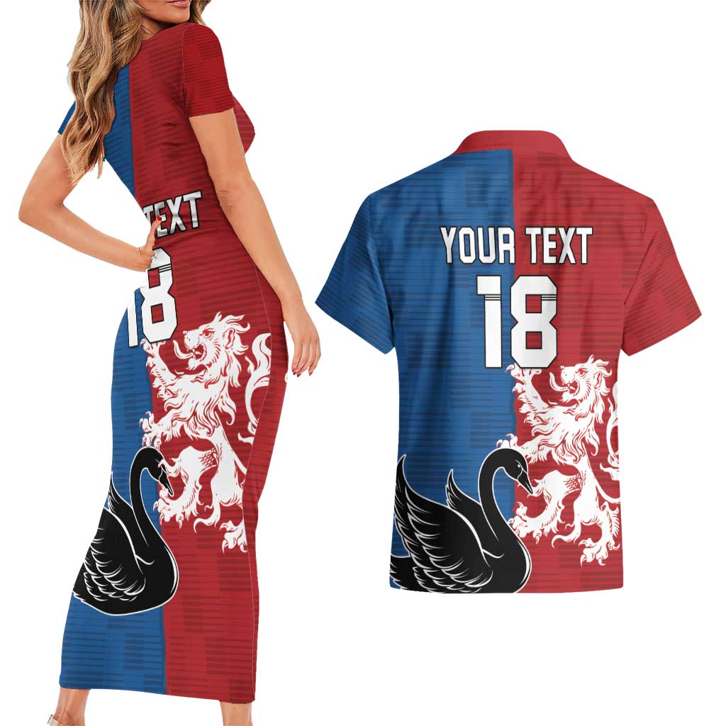 Custom British Lions Western Force Couples Matching Short Sleeve Bodycon Dress and Hawaiian Shirt Unique Style - Aussie Hoodie