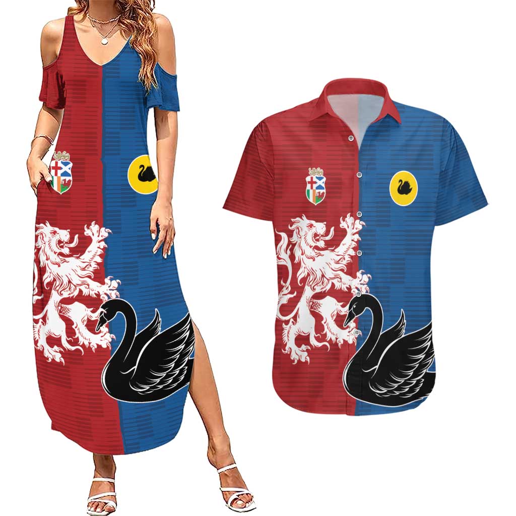 Custom British Lions Western Force Couples Matching Summer Maxi Dress and Hawaiian Shirt Unique Style - Aussie Hoodie