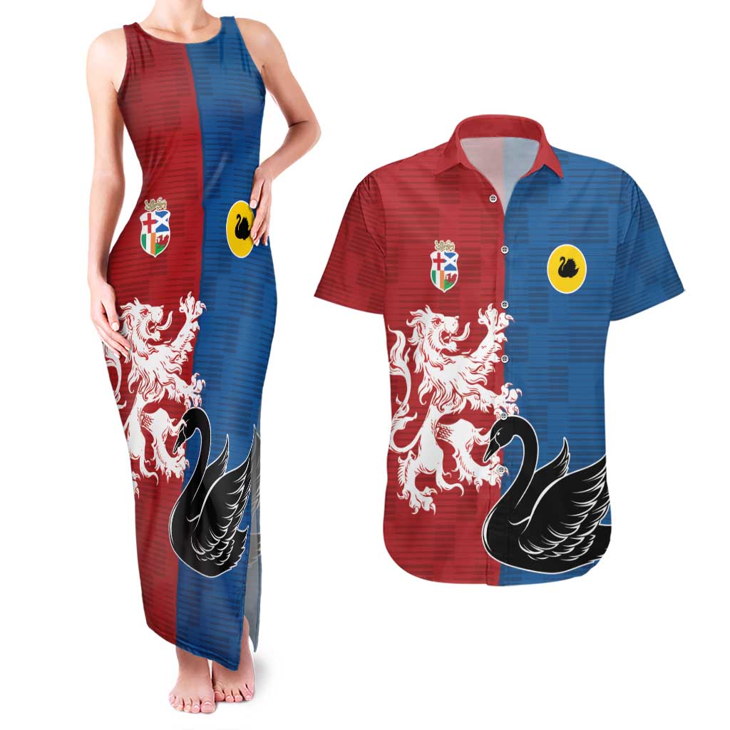 Custom British Lions Western Force Couples Matching Tank Maxi Dress and Hawaiian Shirt Unique Style - Aussie Hoodie