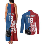 Custom British Lions Western Force Couples Matching Tank Maxi Dress and Long Sleeve Button Shirt Unique Style - Aussie Hoodie