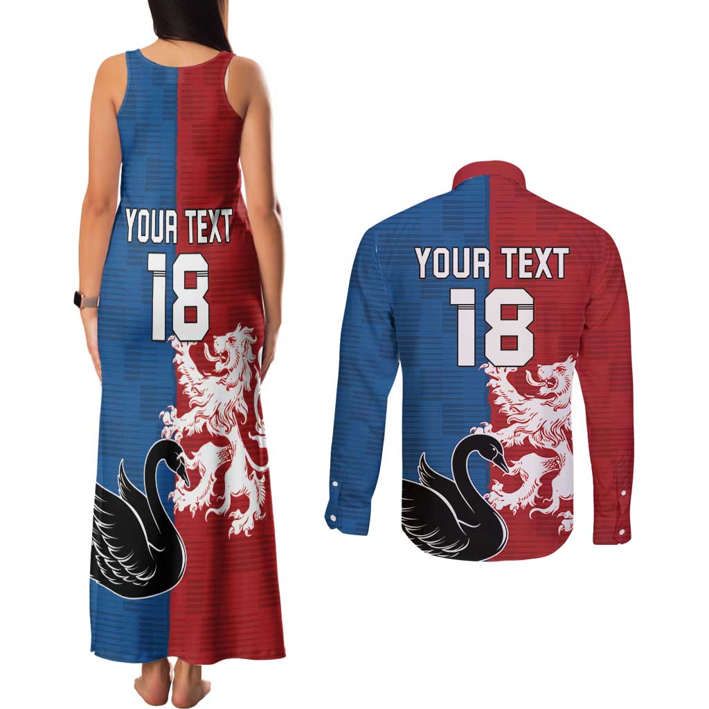 Custom British Lions Western Force Couples Matching Tank Maxi Dress and Long Sleeve Button Shirt Unique Style - Aussie Hoodie