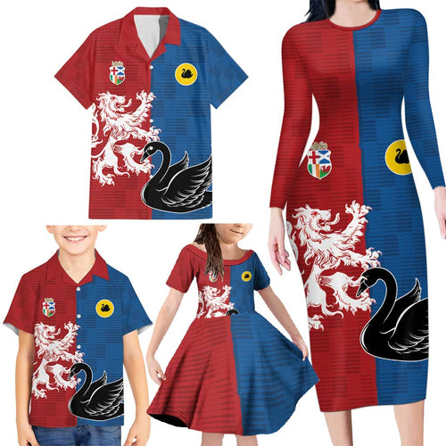 Custom British Lions Western Force Family Matching Long Sleeve Bodycon Dress and Hawaiian Shirt Unique Style - Aussie Hoodie