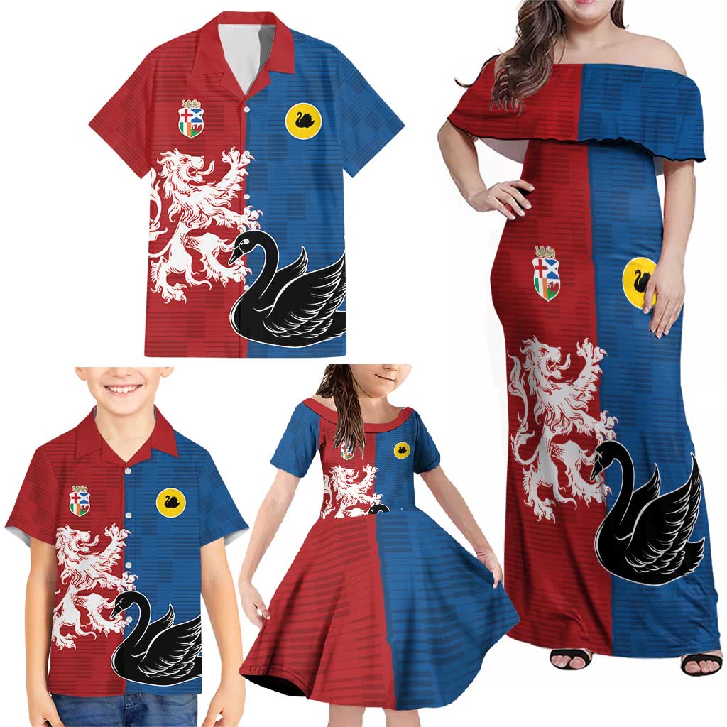 Custom British Lions Western Force Family Matching Off Shoulder Maxi Dress and Hawaiian Shirt Unique Style - Aussie Hoodie