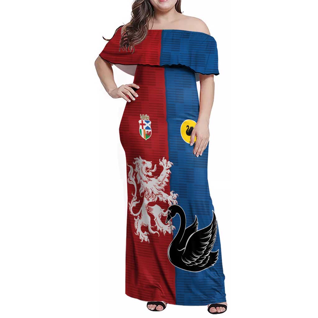 Custom British Lions Western Force Family Matching Off Shoulder Maxi Dress and Hawaiian Shirt Unique Style - Aussie Hoodie