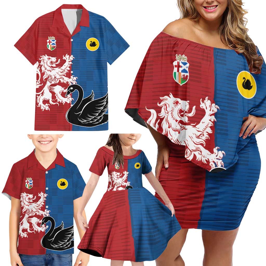 Custom British Lions Western Force Family Matching Off Shoulder Short Dress and Hawaiian Shirt Unique Style - Aussie Hoodie