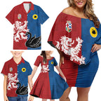 Custom British Lions Western Force Family Matching Off Shoulder Short Dress and Hawaiian Shirt Unique Style - Aussie Hoodie
