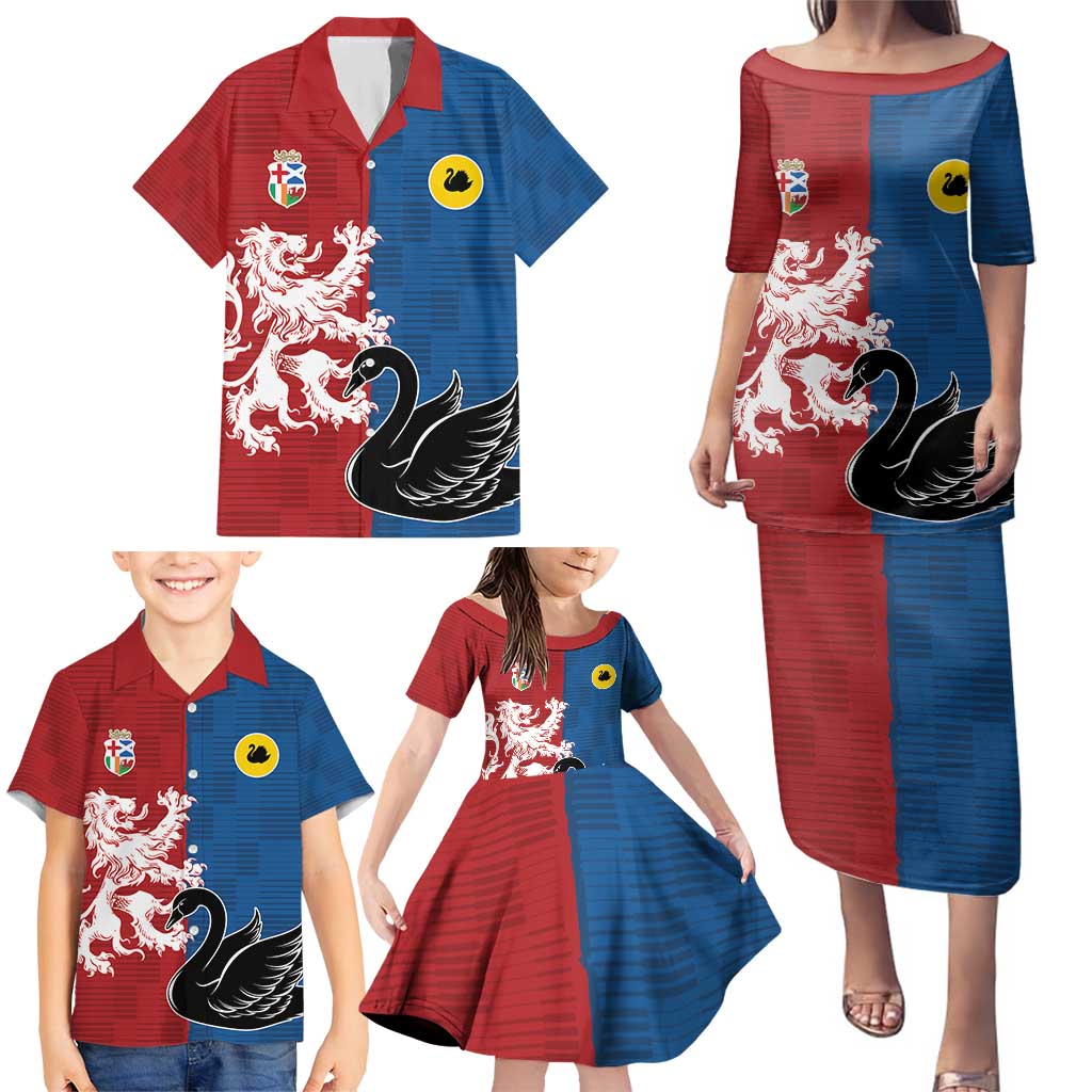 Custom British Lions Western Force Family Matching Puletasi and Hawaiian Shirt Unique Style - Aussie Hoodie