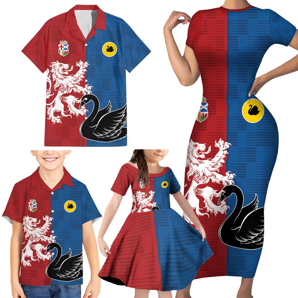 Custom British Lions Western Force Family Matching Short Sleeve Bodycon Dress and Hawaiian Shirt Unique Style - Aussie Hoodie