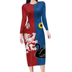 Custom British Lions Western Force Long Sleeve Bodycon Dress Unique Style - Aussie Hoodie