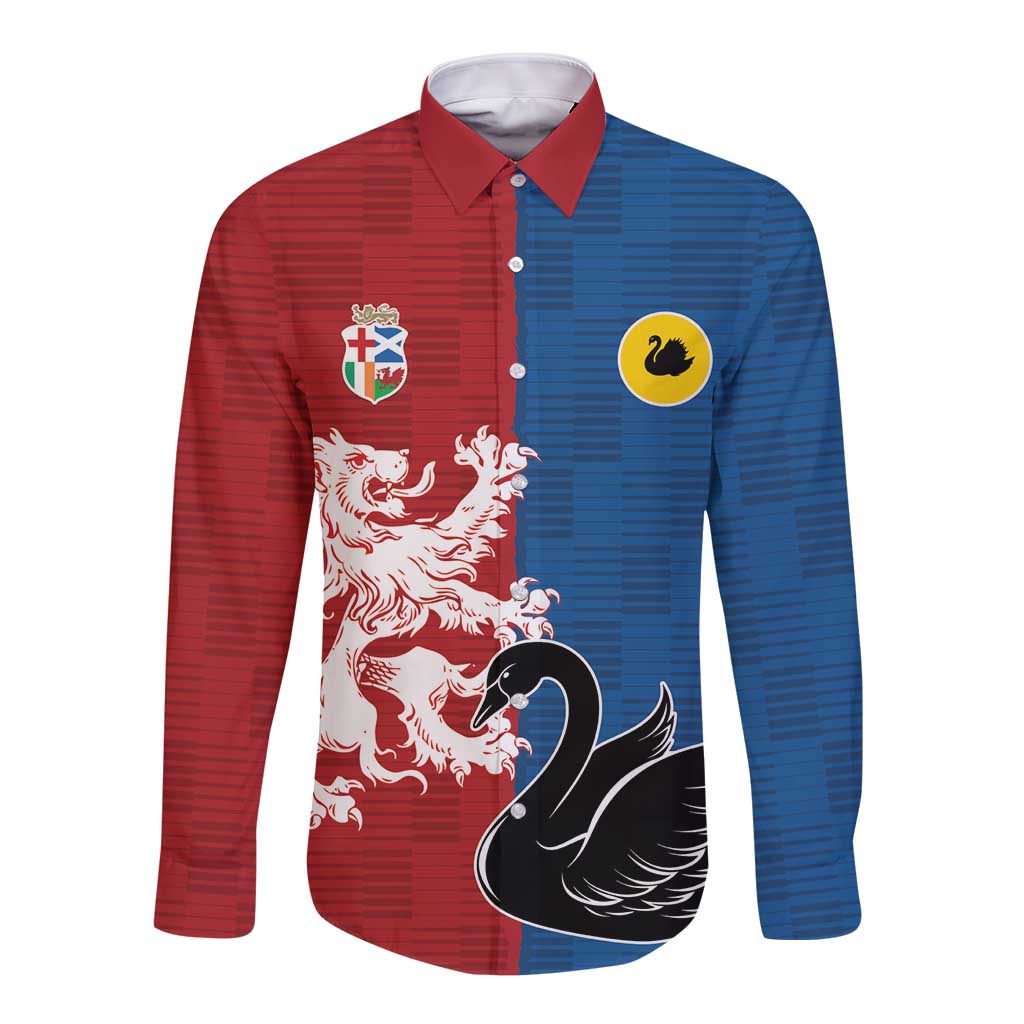 Custom British Lions Western Force Long Sleeve Button Shirt Unique Style - Aussie Hoodie
