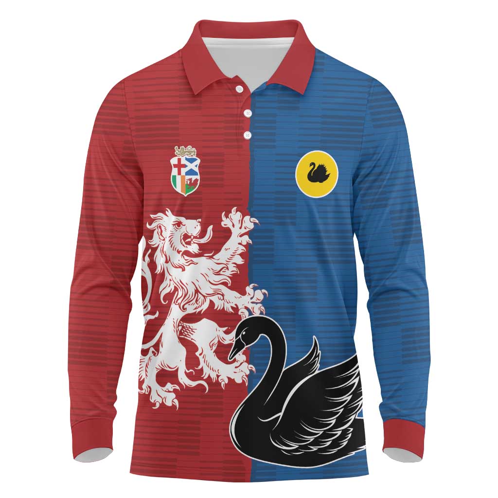 Custom British Lions Western Force Long Sleeve Polo Shirt Unique Style - Aussie Hoodie