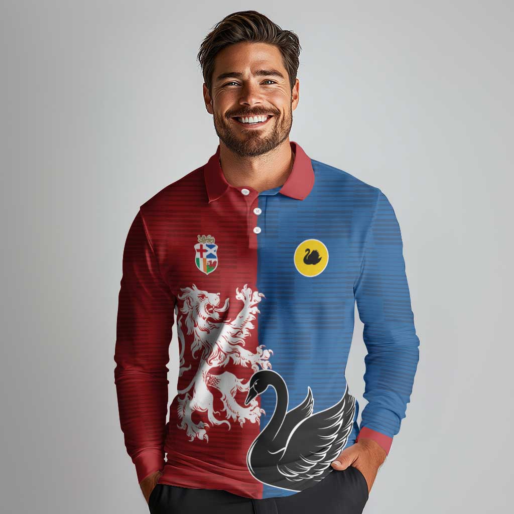 Custom British Lions Western Force Long Sleeve Polo Shirt Unique Style - Aussie Hoodie
