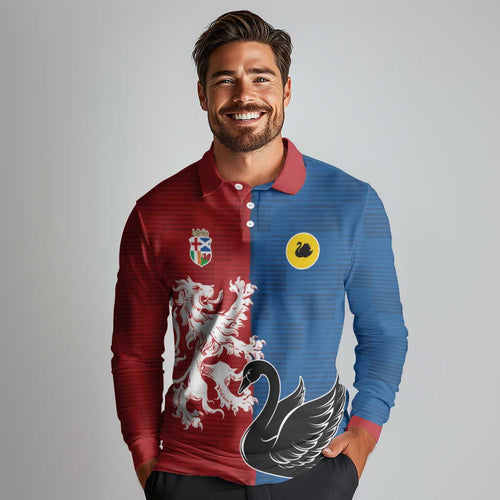 Custom British Lions Western Force Long Sleeve Polo Shirt Unique Style - Aussie Hoodie