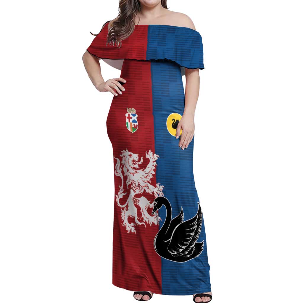 Custom British Lions Western Force Off Shoulder Maxi Dress Unique Style - Aussie Hoodie