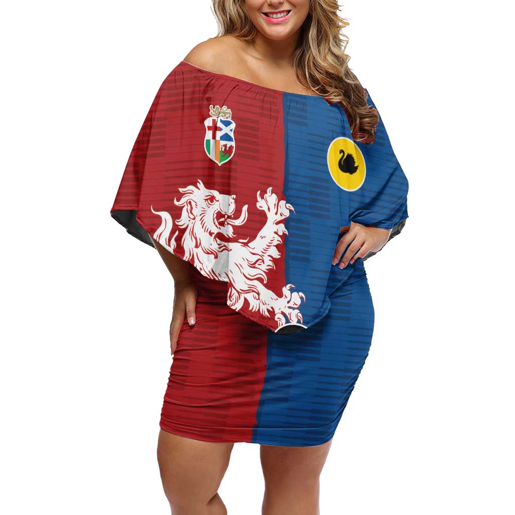 Custom British Lions Western Force Off Shoulder Short Dress Unique Style - Aussie Hoodie