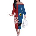 Custom British Lions Western Force Off The Shoulder Long Sleeve Dress Unique Style - Aussie Hoodie