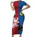 Custom British Lions Western Force Short Sleeve Bodycon Dress Unique Style - Aussie Hoodie