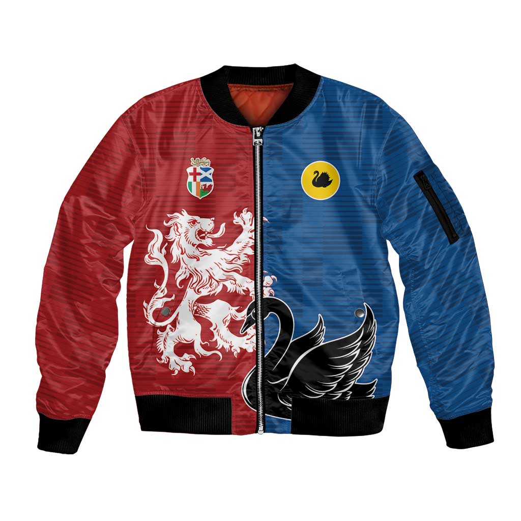 Custom British Lions Western Force Sleeve Zip Bomber Jacket Unique Style - Aussie Hoodie