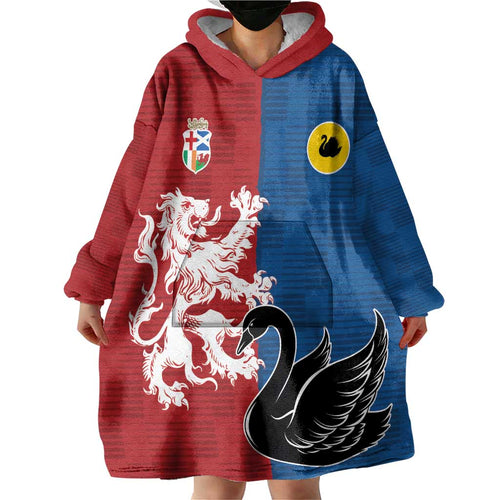 Custom British Lions Western Force Wearable Blanket Hoodie Unique Style - Aussie Hoodie