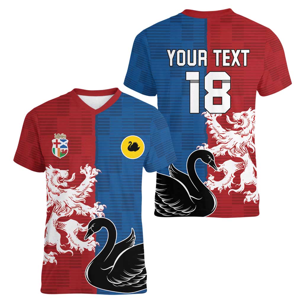 Custom British Lions Western Force Women V-Neck T-Shirt Unique Style - Aussie Hoodie