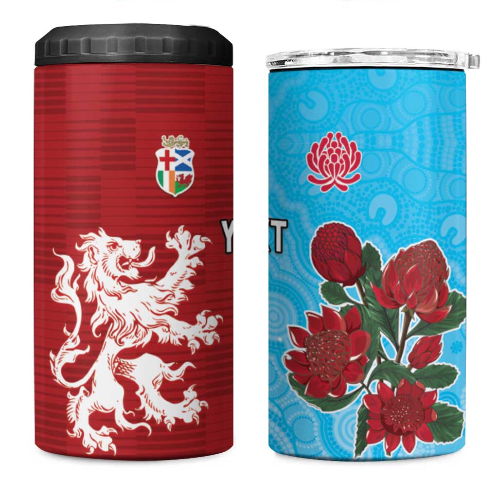 Custom British Lions Waratahs 4 in 1 Can Cooler Tumbler Unique Style - Aussie Hoodie