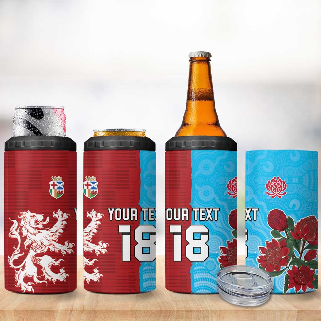 Custom British Lions Waratahs 4 in 1 Can Cooler Tumbler Unique Style - Aussie Hoodie