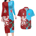 Custom British Lions Waratahs Couples Matching Long Sleeve Bodycon Dress and Hawaiian Shirt Unique Style - Aussie Hoodie