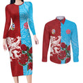 Custom British Lions Waratahs Couples Matching Long Sleeve Bodycon Dress and Long Sleeve Button Shirt Unique Style - Aussie Hoodie